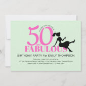 おしゃれなピンクのカスタム50歳誕生日パーティー 招待状 (正面)