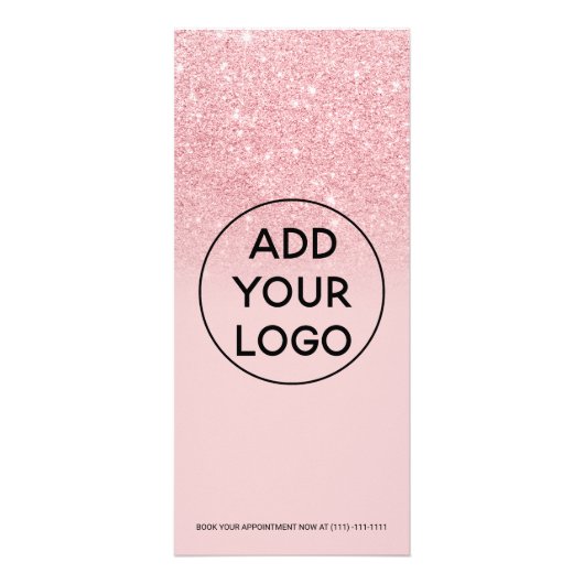 おしゃれなピンクのグリッターカリグラフィーヘアメイク価格 ラックカード (裏面)