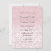 おしゃれなピンクのグリッター & レオパード柄 オンブレーデザイン 招待状 (正面)