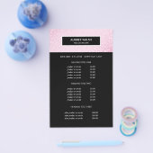 おしゃれなピンクのスパンコールブラックサロン価格とサービス チラシ (シングル)