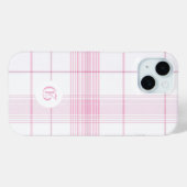 おしゃれなピンクのチェック柄のカスタマイズ可能なスマホケース Case-Mate iPhoneケース (裏面 (横))