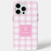 おしゃれなピンクのチェック柄のiPhoneケース カスタムネームの記念品 Case-Mate iPhoneケース (裏面)