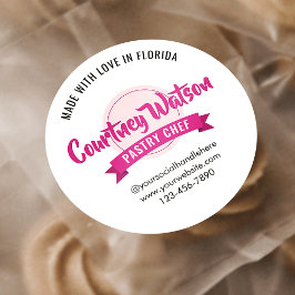 おしゃれなピンクのデザート ケーキ ベーカリー パティシエ ラウンドシール