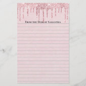 おしゃれなピンクのドリッピンググリッター ラインナップ 便箋 (正面)