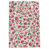 おしゃれなピンクのバラの花の花嫁のシャワー ミディアムペーパーバッグ (正面)