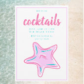 おしゃれなピンクのヒトデのカクテルパーティー 招待状