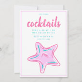 おしゃれなピンクのヒトデのカクテルパーティー 招待状 (正面)