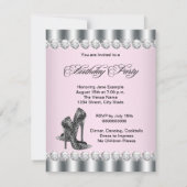 おしゃれなピンクのヒール靴 レパード柄 バースデーパーティー 招待状 (裏面)