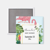 おしゃれなピンクのフラミンゴパーティー Save the Date マグネット (正面/裏面)