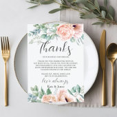 おしゃれなピンクのブッシュ ローズ フラワーの結婚式QRシェア写真 サンキューカード