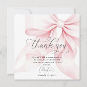 おしゃれなピンクのボウの結婚前お礼カード サンキューカード (正面)
