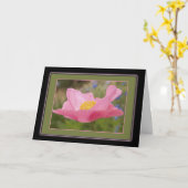 おしゃれなピンクのポピー写真テンプレート カード (黄色い花)