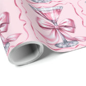 おしゃれなピンクのマティーニのクールなサテンのリボン ラッピングペーパー