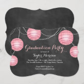 おしゃれなピンクのランタン卒業式招待状 招待状 (正面/裏面)