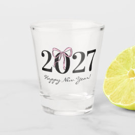 おしゃれなピンクのリボン 2027 新年パーティー ショットグラス