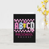 おしゃれなピンクのリボン Abcd 幼稚園 Rocks 鉛筆 稲妻 カード (黄色い花)