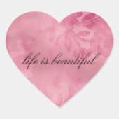 おしゃれなピンクのレース ハートシール (正面)