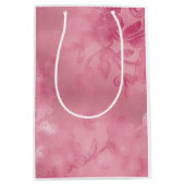 おしゃれなピンクのレース ミディアムペーパーバッグ (正面)