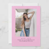 おしゃれなピンクのローズボウリボン フォト 卒業パーティー 招待状 (裏面)