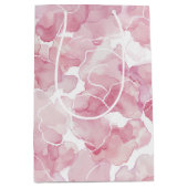 おしゃれなピンクの抽象的な結婚前パーティー ミディアムペーパーバッグ (正面)