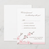 おしゃれなピンクの桜の出欠返信カード 出欠カード (正面/裏面)