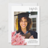 おしゃれなピンクの羽根の卒業パーティー 招待状 (裏面)