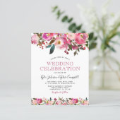 おしゃれなピンクの芍薬の花のウェディング招待状 (スタンド正面)