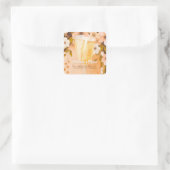 おしゃれなピンクの花とシャンパンのブライダルシャワーパーティー スクエアシール (バッグ)