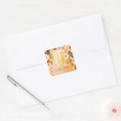 おしゃれなピンクの花とシャンパンのブライダルシャワーパーティー スクエアシール (封筒)