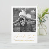 おしゃれなピンクの花のカリグラフィー写真 Save the Date セーブザデート (スタンド正面)