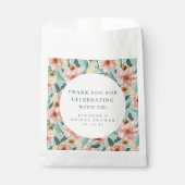 おしゃれなピンクの花のブライダルシャワー カスタム感謝メッセージ フェイバーバッグ (正面)