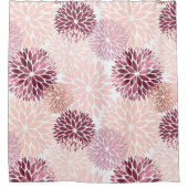 おしゃれなピンクの花のブライダルシャワー シャワーカーテン (正面)