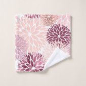 おしゃれなピンクの花のブライダルシャワー バスタオルセット (ウォッシュタオル)