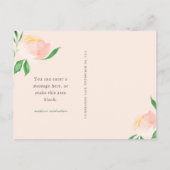 おしゃれなピンクの花の感謝カード ポストカード (裏面)