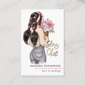 おしゃれなピンクの花柄のボスビューティーファッション 名刺 (正面)