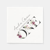 おしゃれなピンクの花 ONE 赤ちゃんの女の子の初めての誕生日 スタンダードカクテルナプキン (正面)