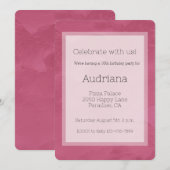 おしゃれなピンクの豪華な16歳の誕生日 招待状 (正面/裏面)