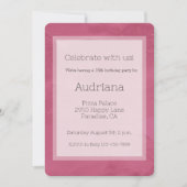 おしゃれなピンクの豪華な16歳の誕生日 招待状 (正面)