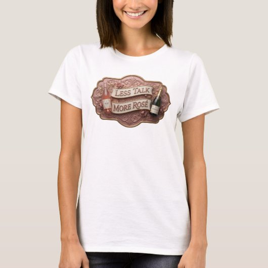 おしゃれなピンクのLESS TALK MORE ROS Slogan Tee Tシャツ (正面)