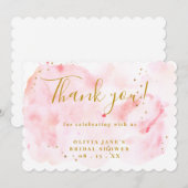 おしゃれなピンクゴールドのブライダルシャワー サンキューカード (正面/裏面)