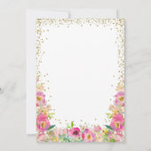 おしゃれなピンクゴールドの花柄 スイートシックスティーン 16歳の誕生日 招待状 (裏面)