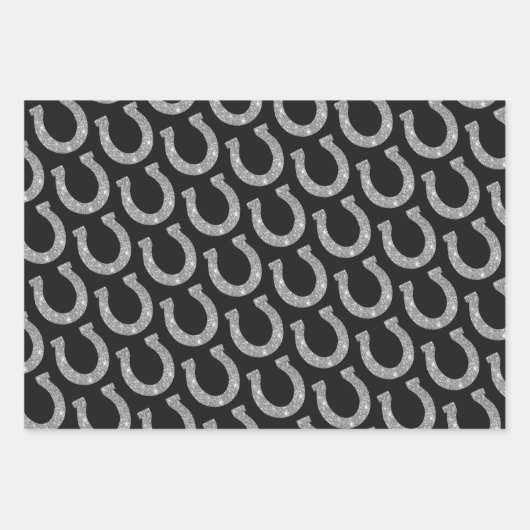 おしゃれなピンクゴールドの馬蹄形 ラッピングペーパーシート (正面3)