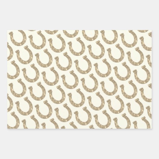 おしゃれなピンクゴールドの馬蹄形 ラッピングペーパーシート (正面)