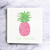 おしゃれなピンクパイナップルスターカスタム スタンダードカクテルナプキン