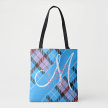 おしゃれなピンクブルーのタータン縞 | お名前を入れて