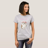 おしゃれなピンクベレー帽ブラウン白フクロウまた会う日まで Tシャツ (正面フル)