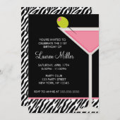 おしゃれなピンクマティーニグラス誕生日パーティー 招待状 (正面/裏面)