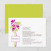 おしゃれなピンク＆グリーンのブーケ案内カード エンクロージャーカード (正面/裏面)