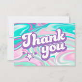 おしゃれなピンク、パープル、ミントグリーンの渦巻き Thank You サンキューカード (正面)