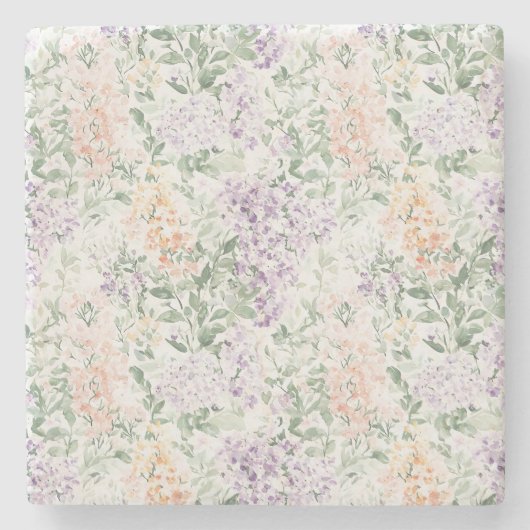 おしゃれなピンク ライラック ラベンダー 花のウェディング ストーンコースター (正面)